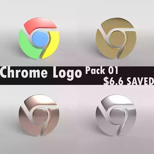 Chrome Logo Pack 01 Free low-poly 3D model
