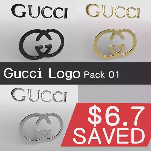 Gucci Logo Pack 01 Free low-poly 3D model