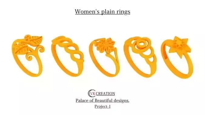 Womens Plain rings 3D print model