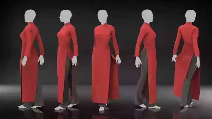 Marvelous Designer Clothes - Red Chongsam