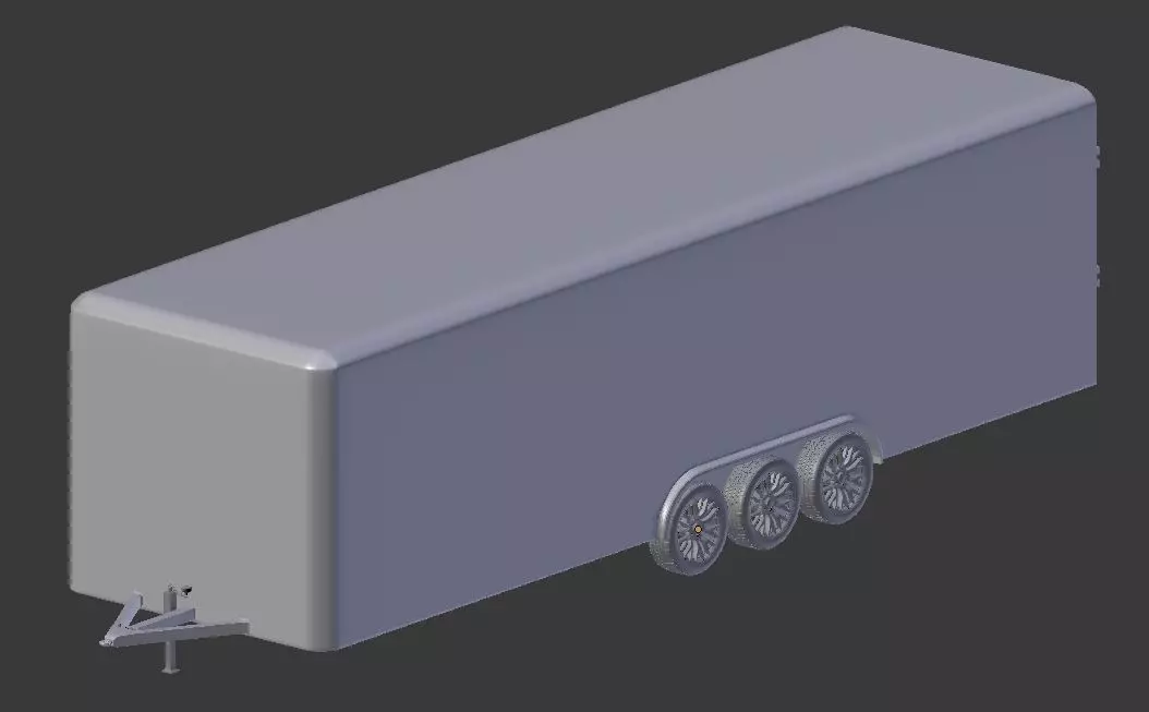28 Foot Long Enclosed Car Trailer 3D model_0