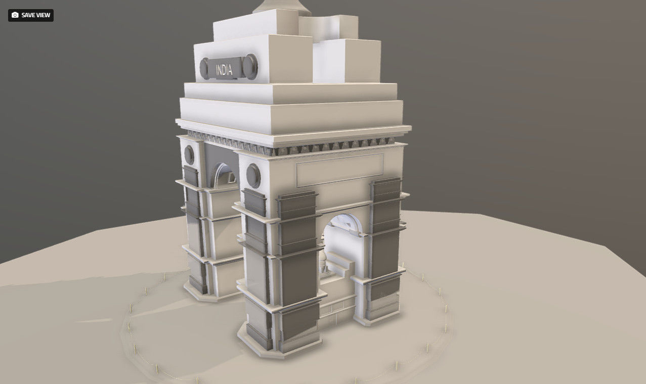 India Gate - VR Ready 3d Model 3D model_1