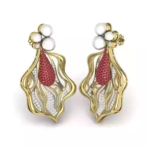 Women earrings 3dm detail 3D print model 3D print model