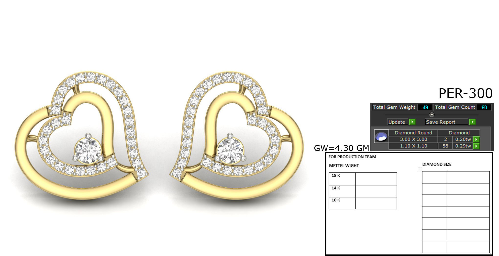 Women heart earrings 3dm detail 3D print model 3D print model_1