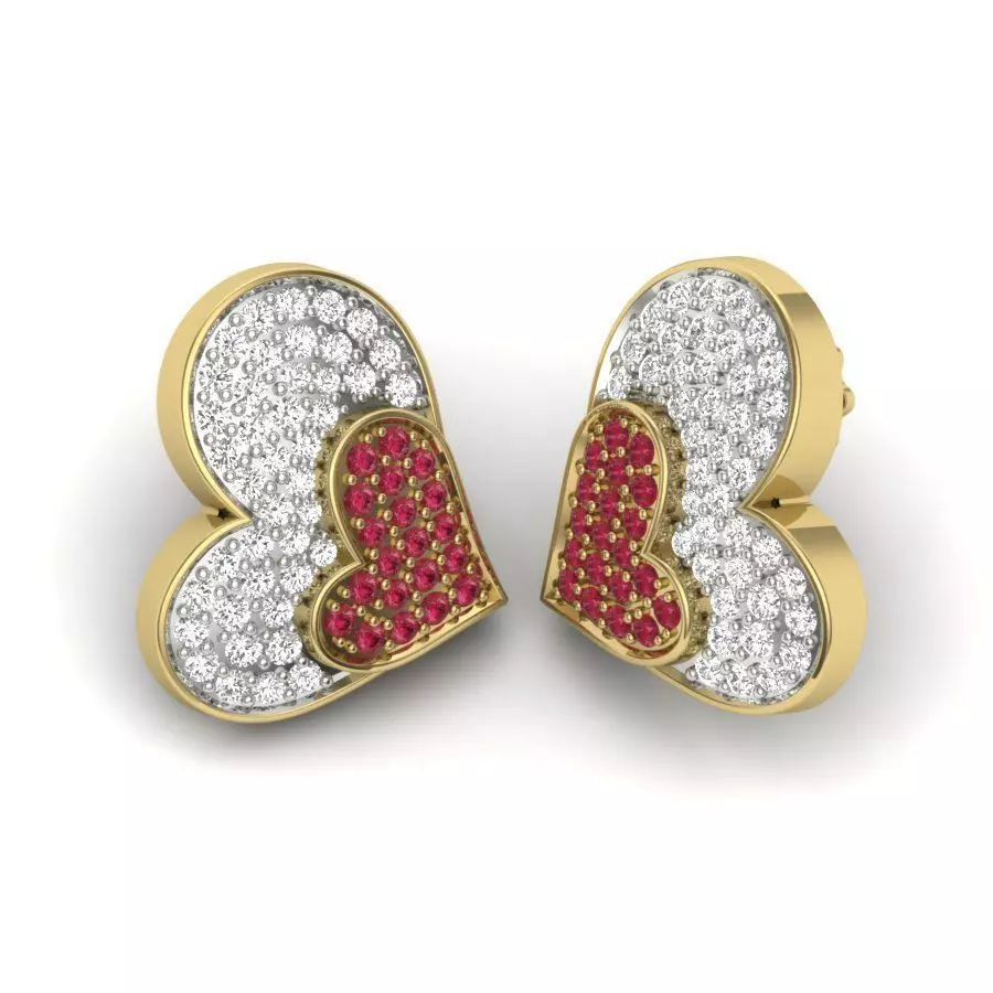 Women heart earrings 3dm detail 3D print model 3D print model_0