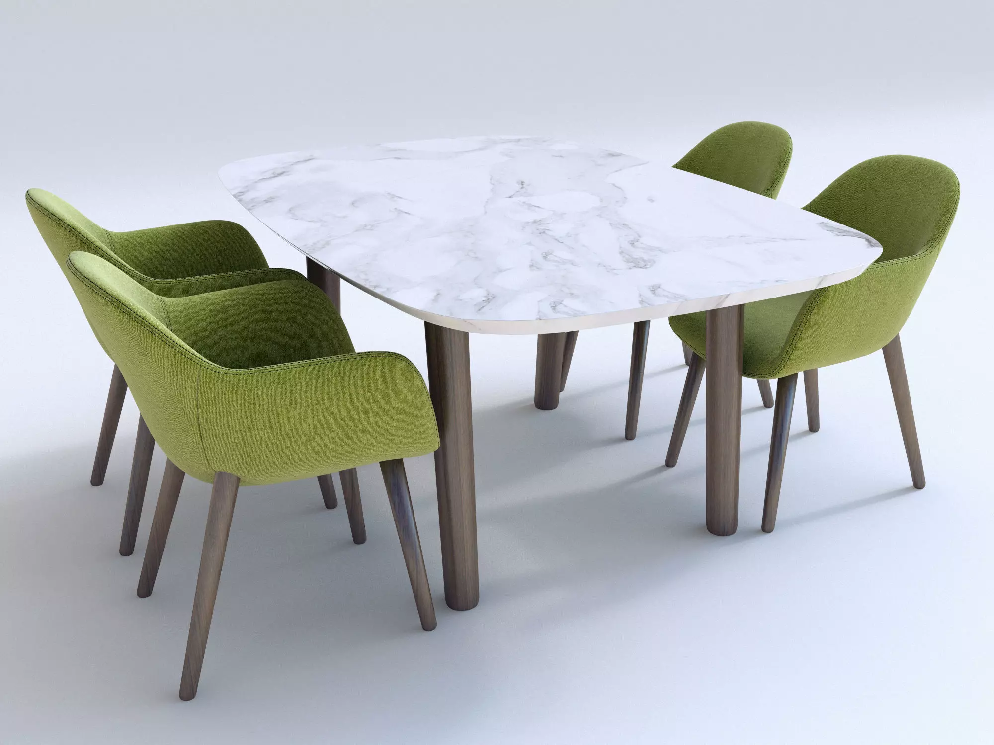 Dining Set table with chairs 3D model_0