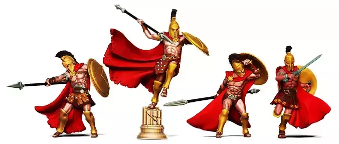 Spartan bundle IV - 4 miniatures 35mm scale 3D print model