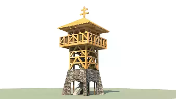 Sightseeing tower Low-poly 3D model