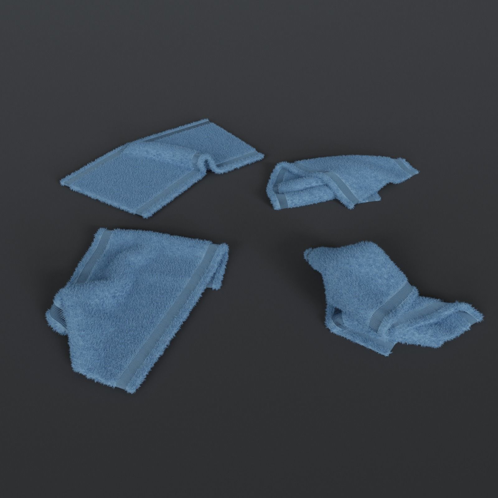 Crumpled towels set 3D model_0