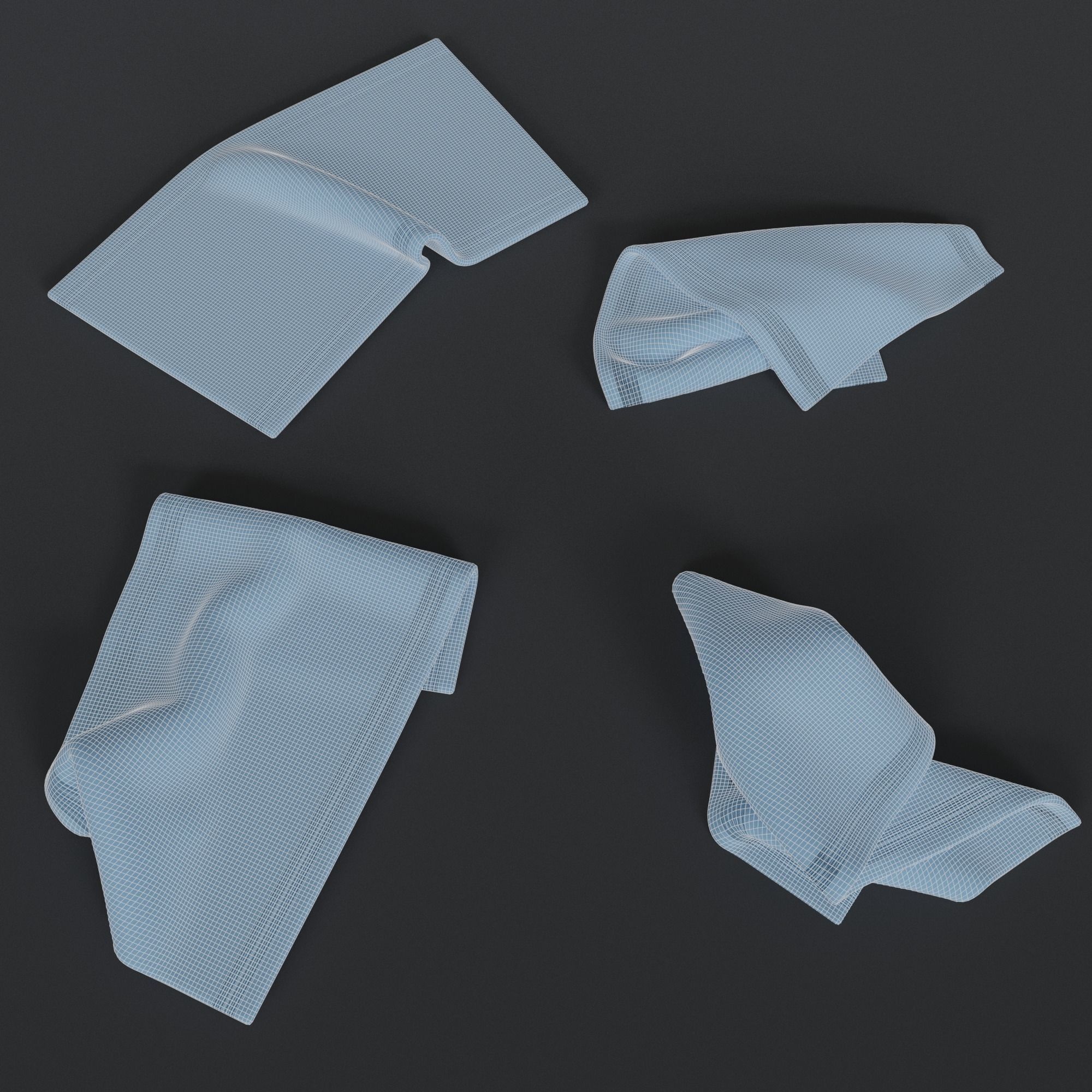 Crumpled towels set 3D model_1
