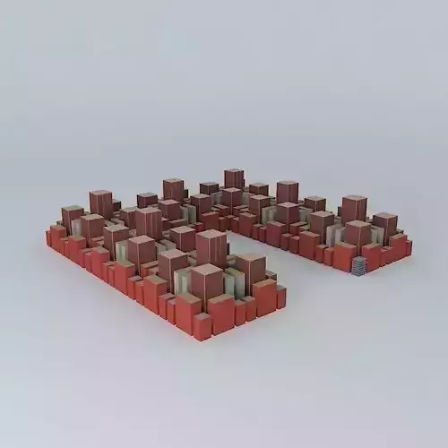 Cityscape 4 letter n made of bricks