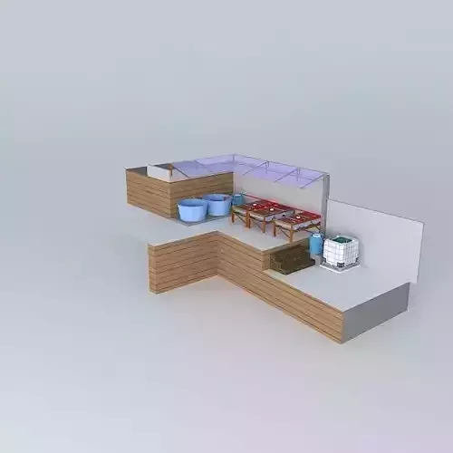 Aquapônico system 12- Aquaponics Beira Mar-2 tanks 1000L IBC 1 3 tables of 3 barrels 2 Filters