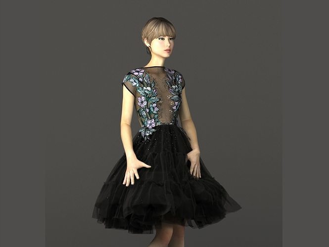 3D Dress in 3DS MAX and Marvelous Designer and Clo3d with Vray 3D model