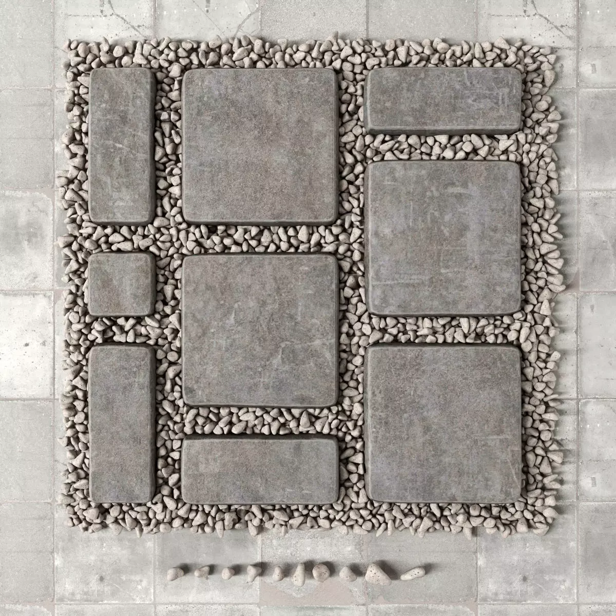 Paving old and pebble 3D model_0