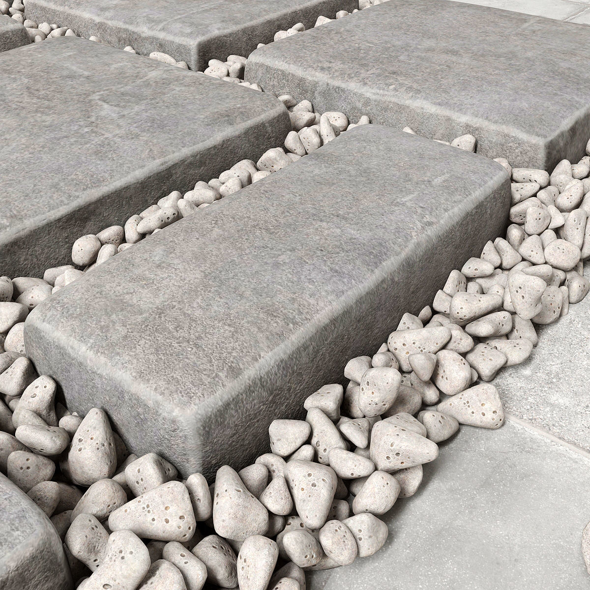 Paving old and pebble 3D model_3