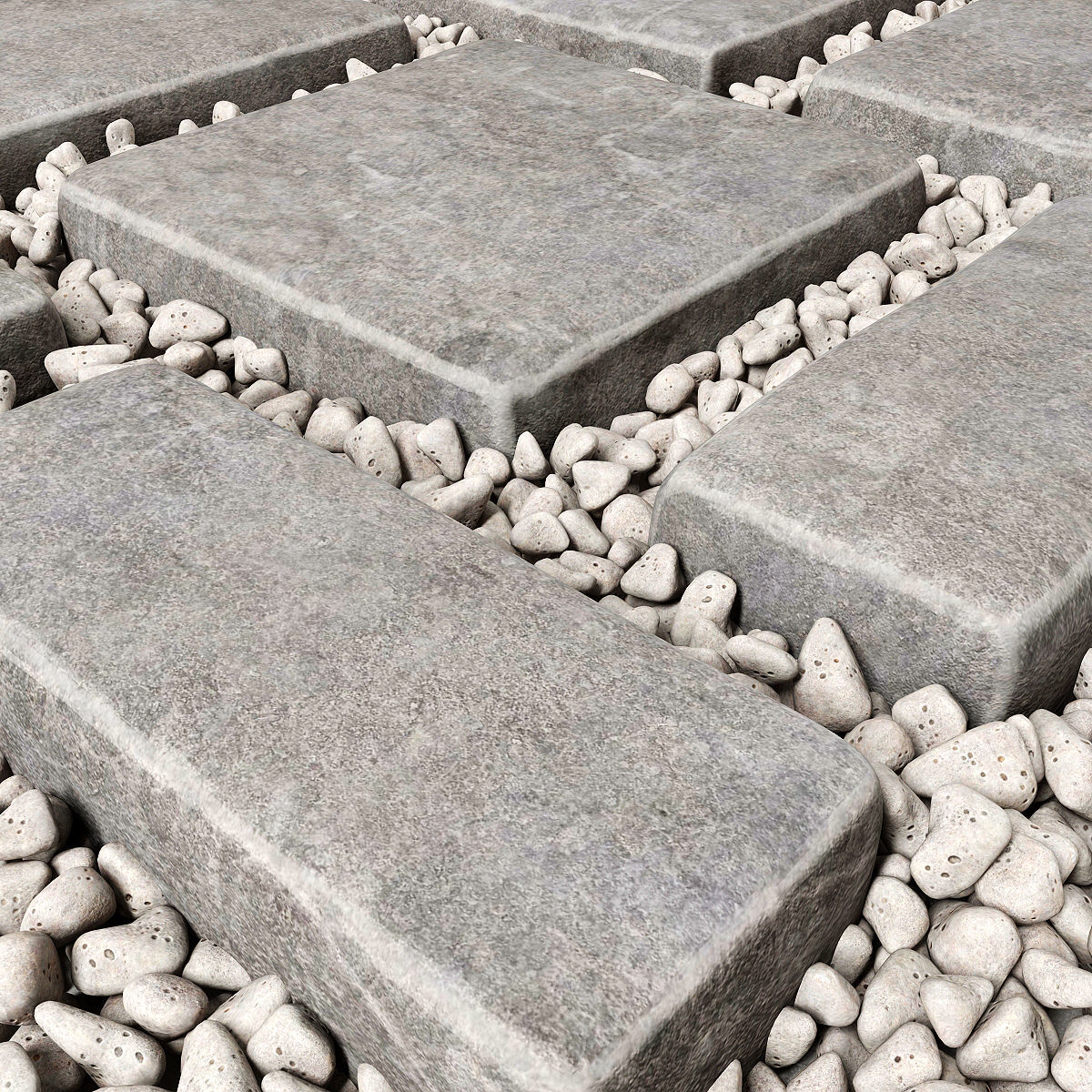 Paving old and pebble 3D model_2