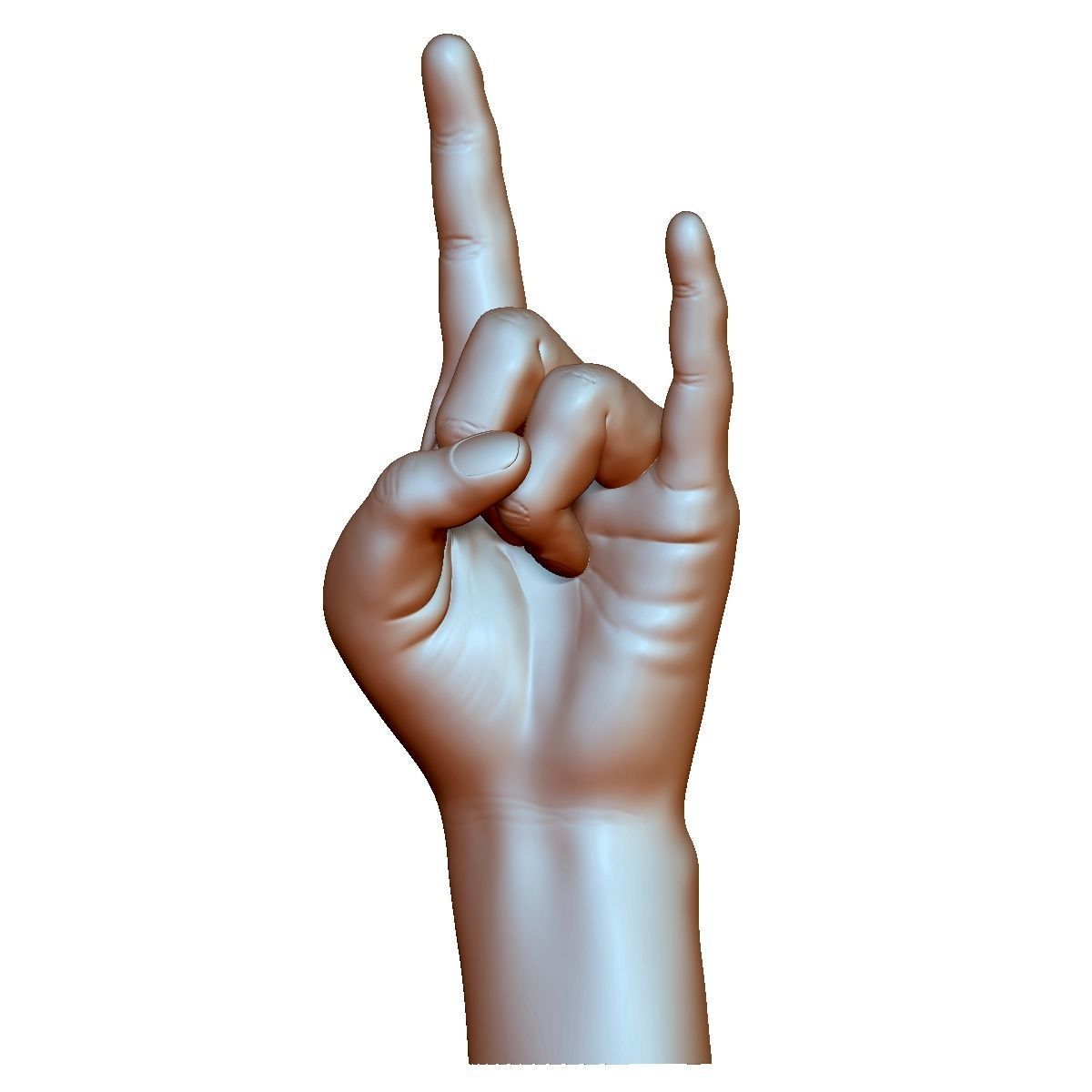 Hard rock hand gesture male 3D print model_2
