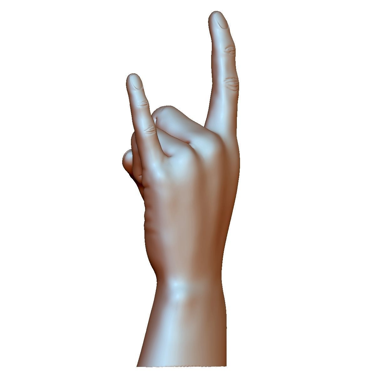 Hard rock hand gesture male 3D print model_5