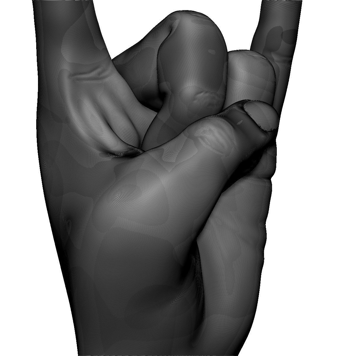 Hard rock hand gesture male 3D print model_10