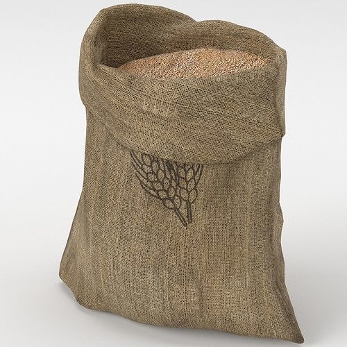 Food Sacks Grain Tied Open Stackable 3D Model 3D model 4