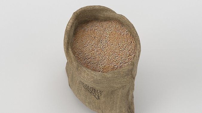 Food Sacks Grain Tied Open Stackable 3D Model 3D model 6