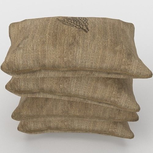 Food Sacks Grain Tied Open Stackable 3D Model 3D model 7