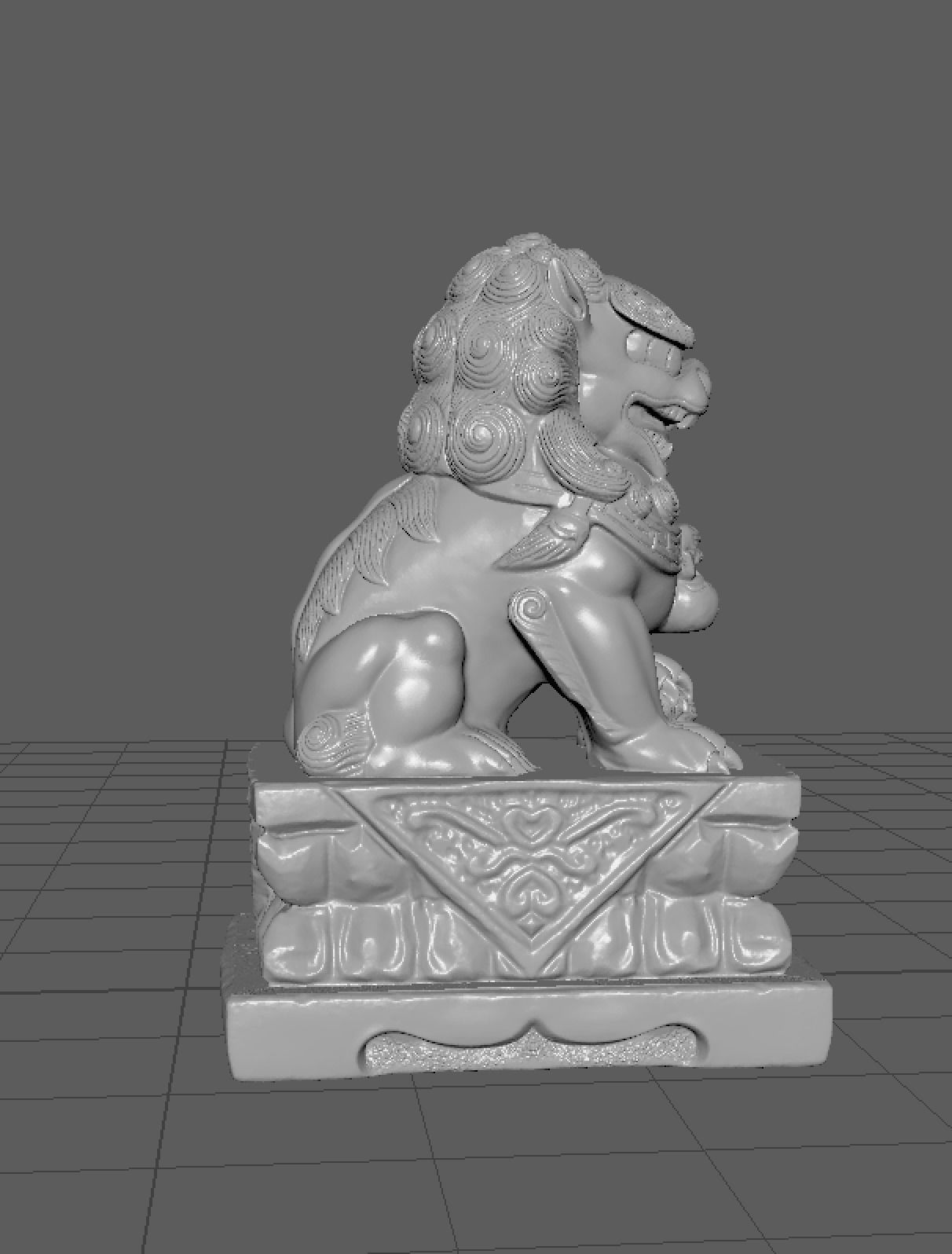 imperial guardian lions old lion statue shi shi zi 3D print model_1