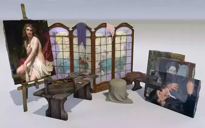 Artistic set painting easel