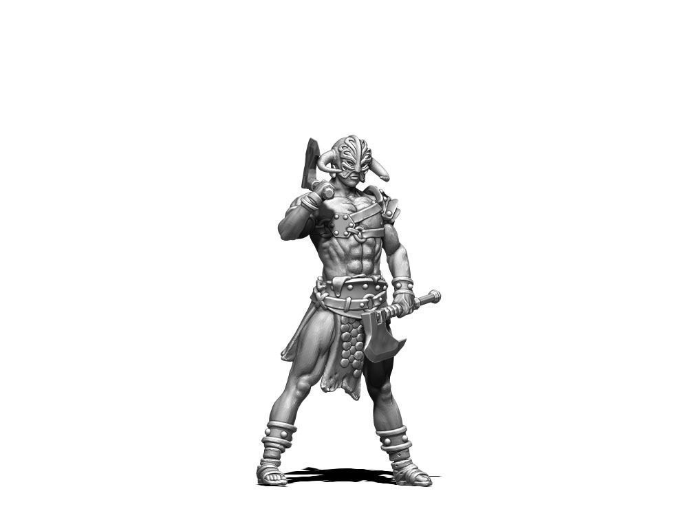 Barbarian bundle - 7 miniatures - 35mm scale 3D print model_3