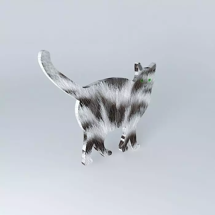 The Silver Fur Cat (2D Semi 3D) Free 3D model