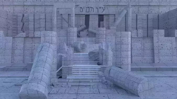 ruins stone building with stairs and pillars