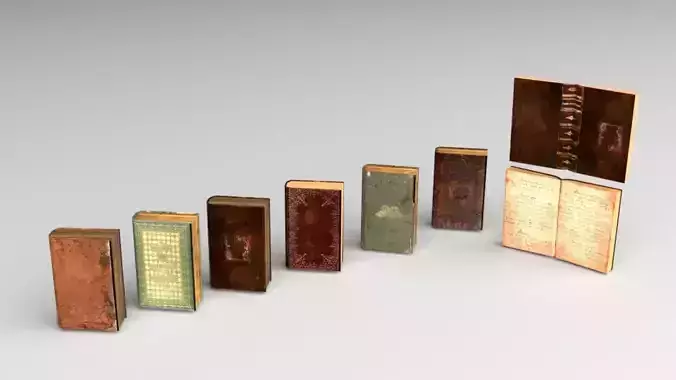 Low Poly Books old book with writing Low-poly 3D model