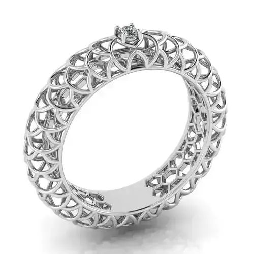 Beautiful pattern ring with gem 3D print model