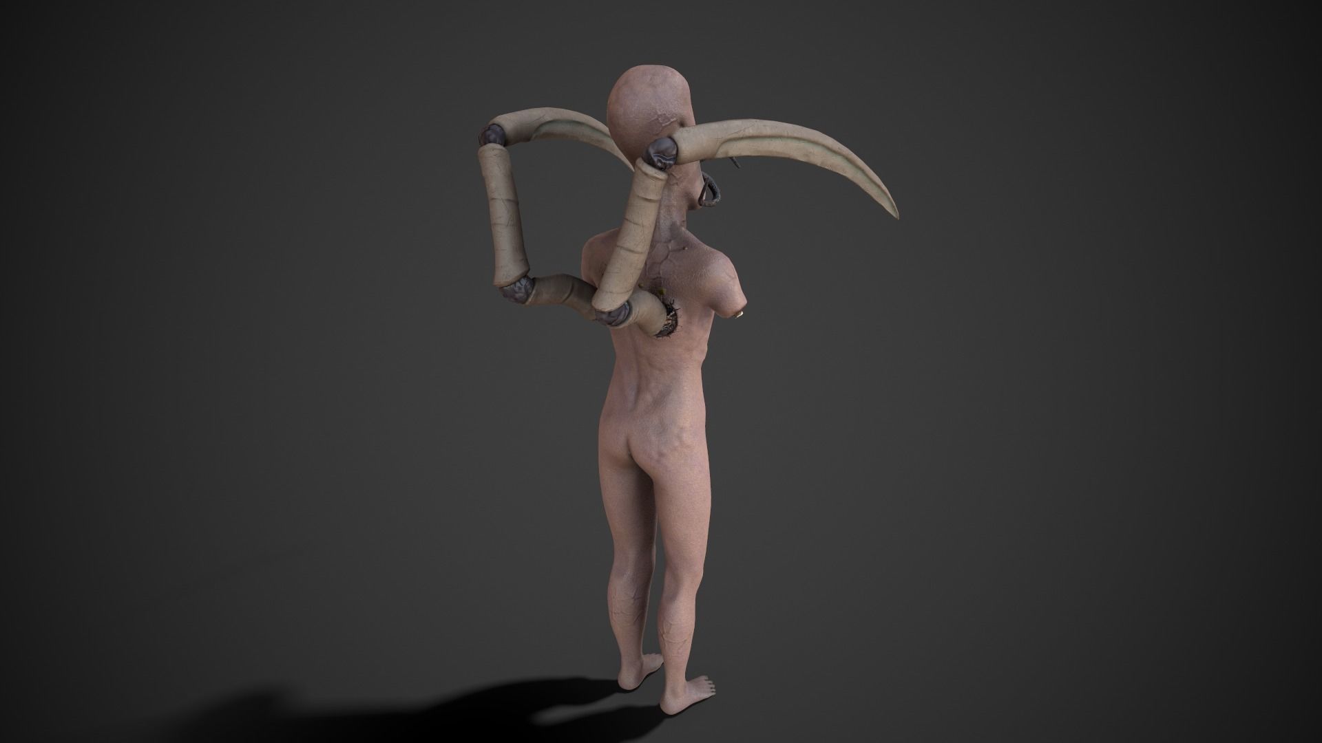 PBR Infected Zombie Low-poly 3D model_7
