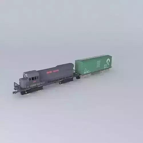DIESEL ENGINE WITH ONE FREIGHT CAR 3D model