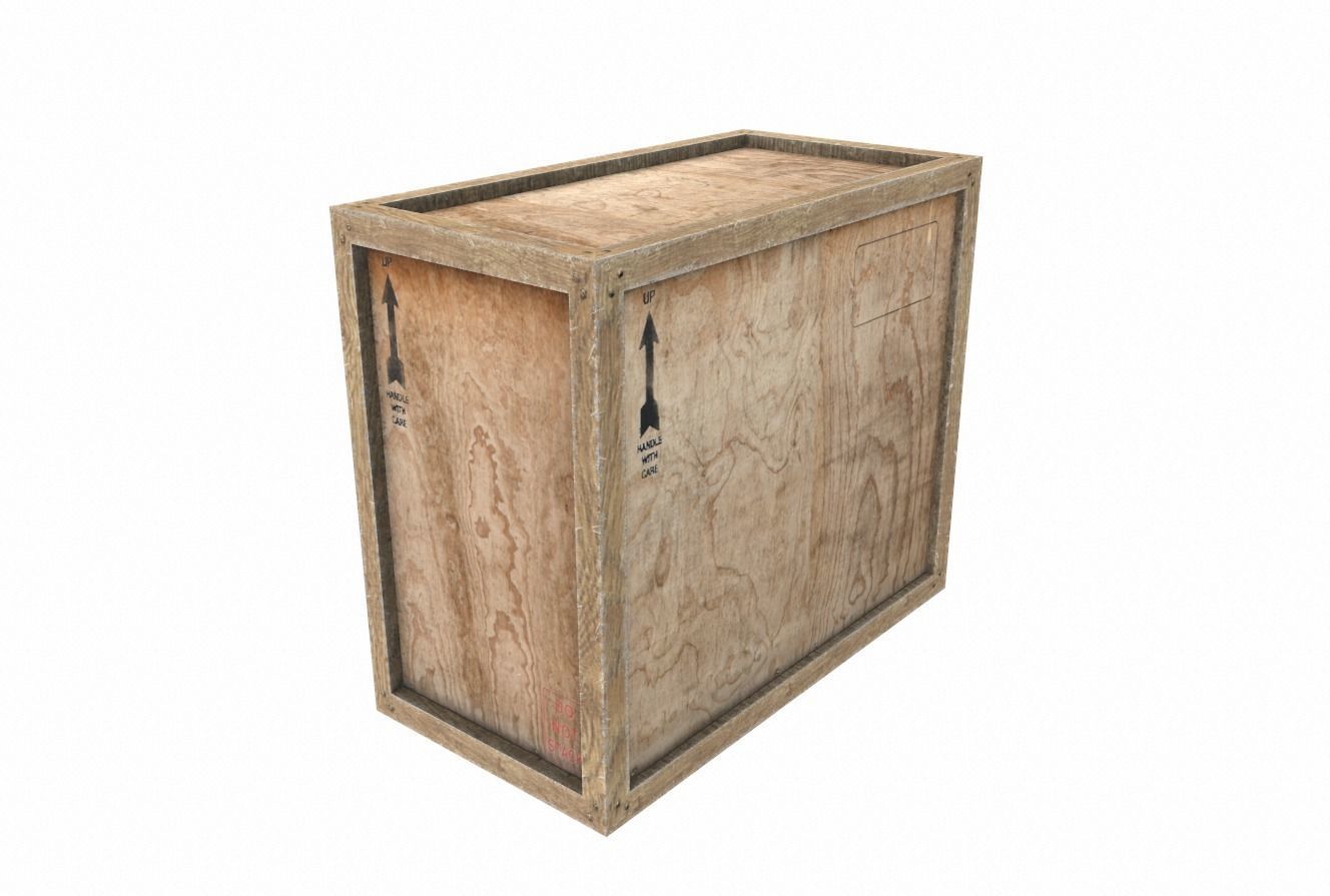 Old Wooden Cargo Crate 6 PBR Low-poly 3D model_1