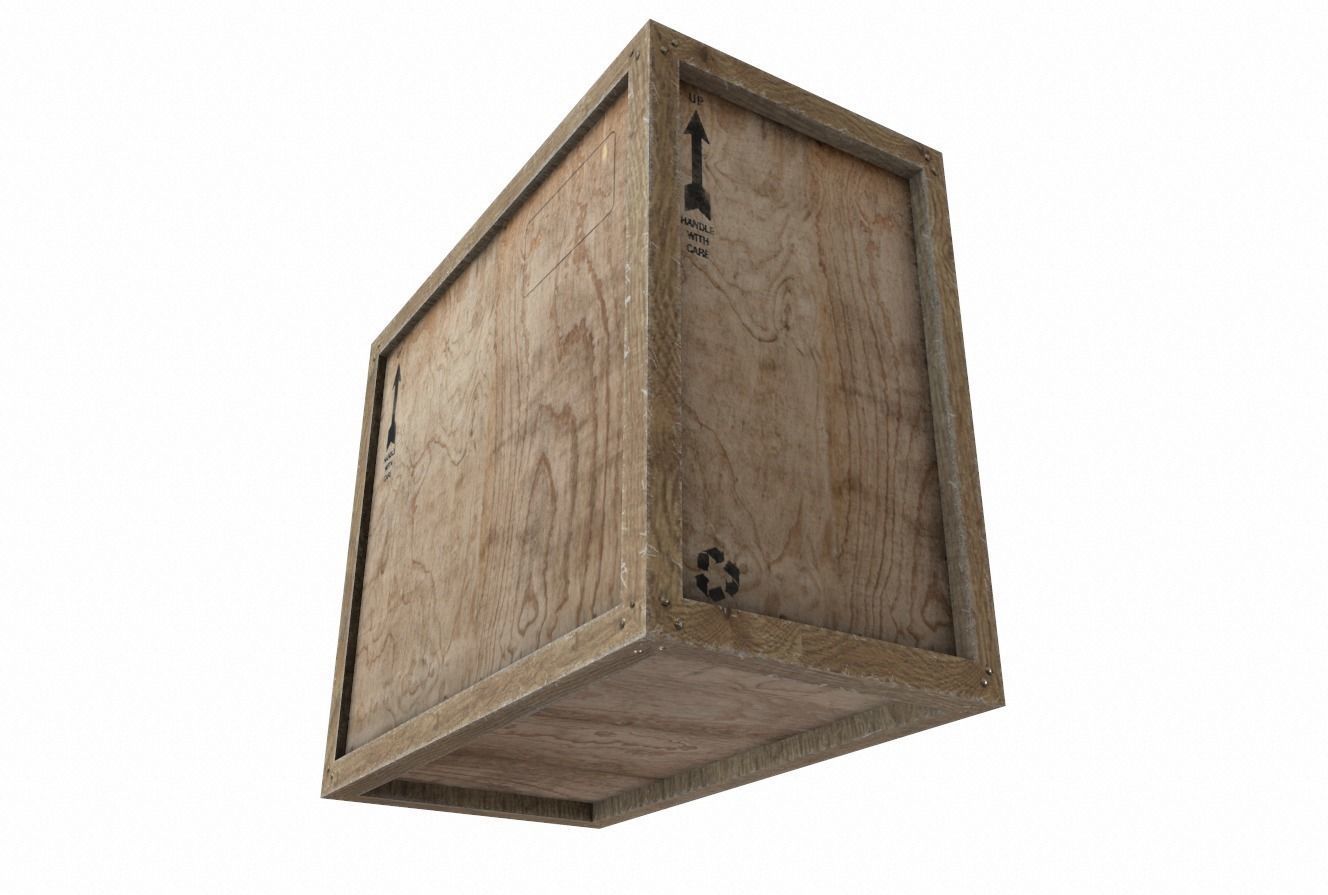 Old Wooden Cargo Crate 6 PBR Low-poly 3D model_2