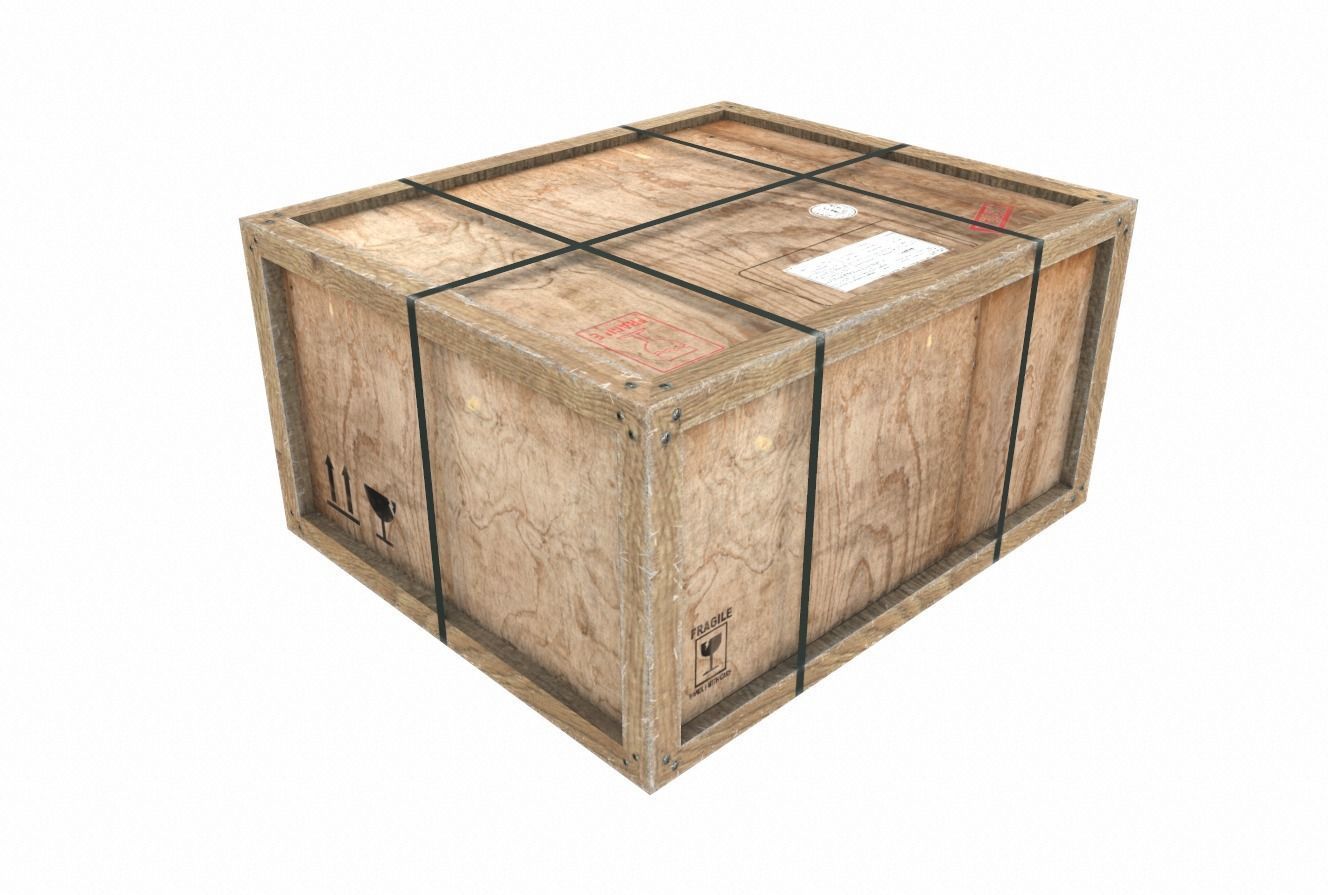 Old Wooden Cargo Crate 8 PBR Low-poly 3D model_1