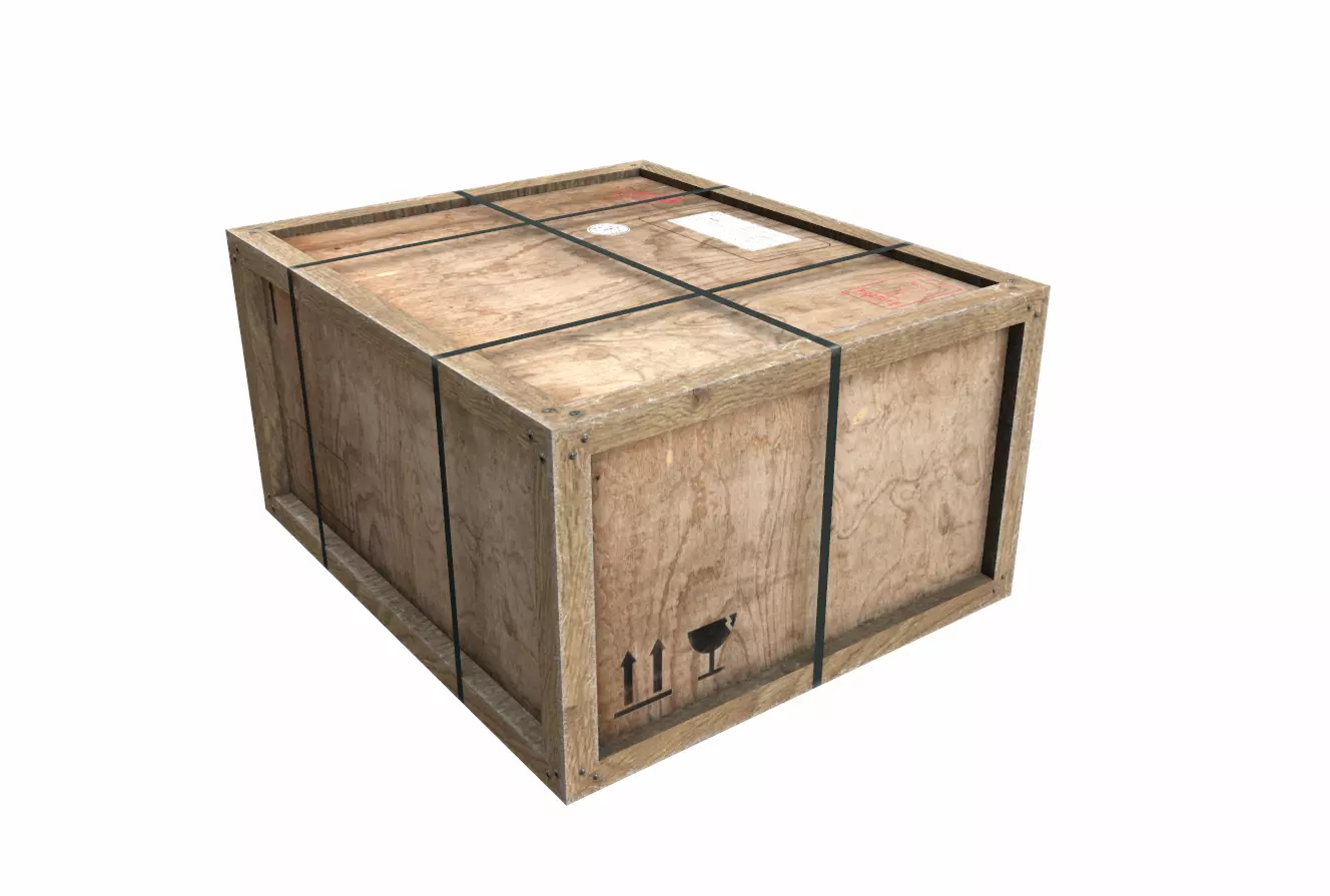 Old Wooden Cargo Crate 8 PBR Low-poly 3D model_0