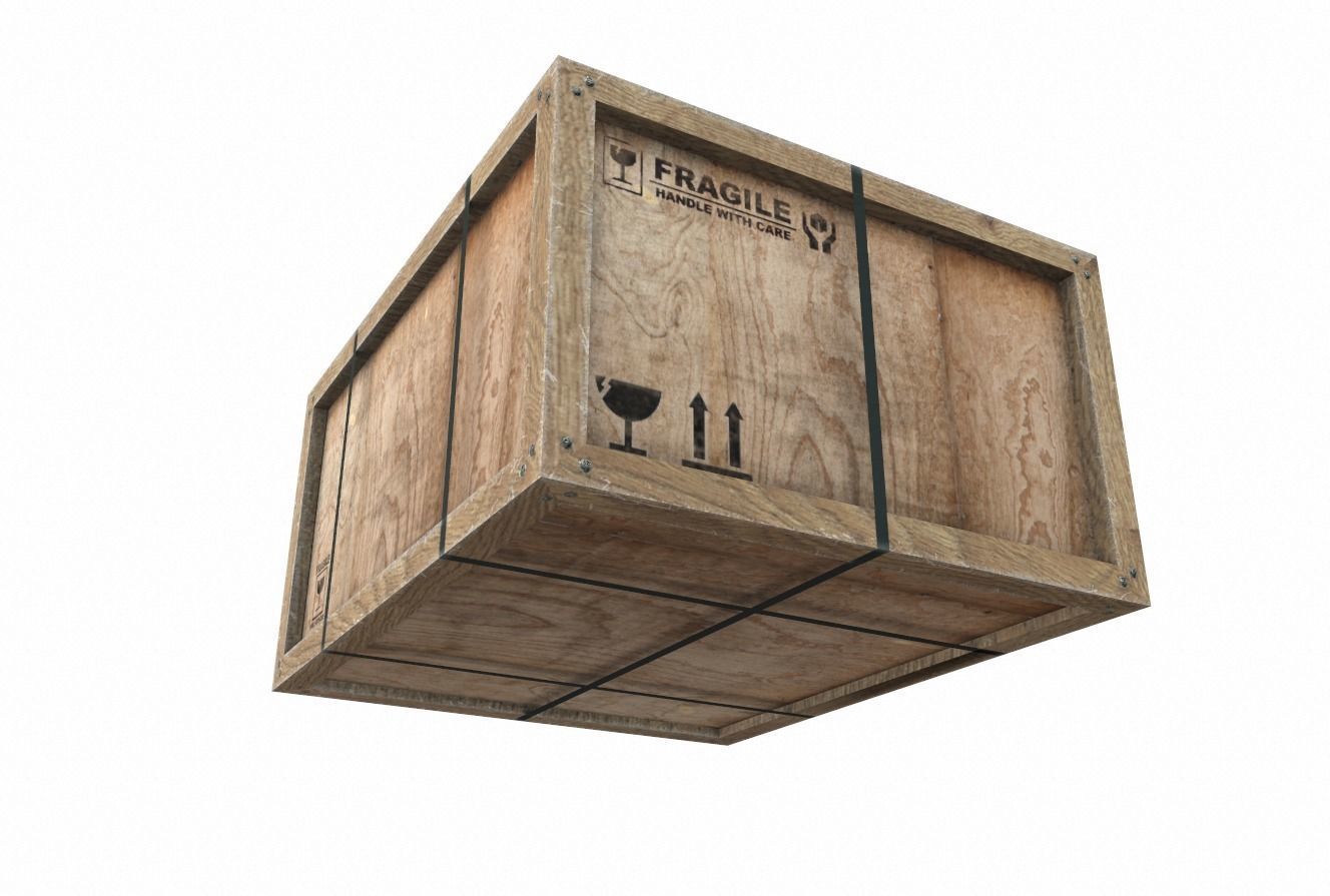 Old Wooden Cargo Crate 8 PBR Low-poly 3D model_2