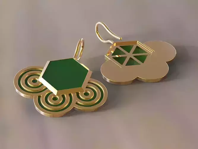 Earrings sexangel gem ang circles with enamel