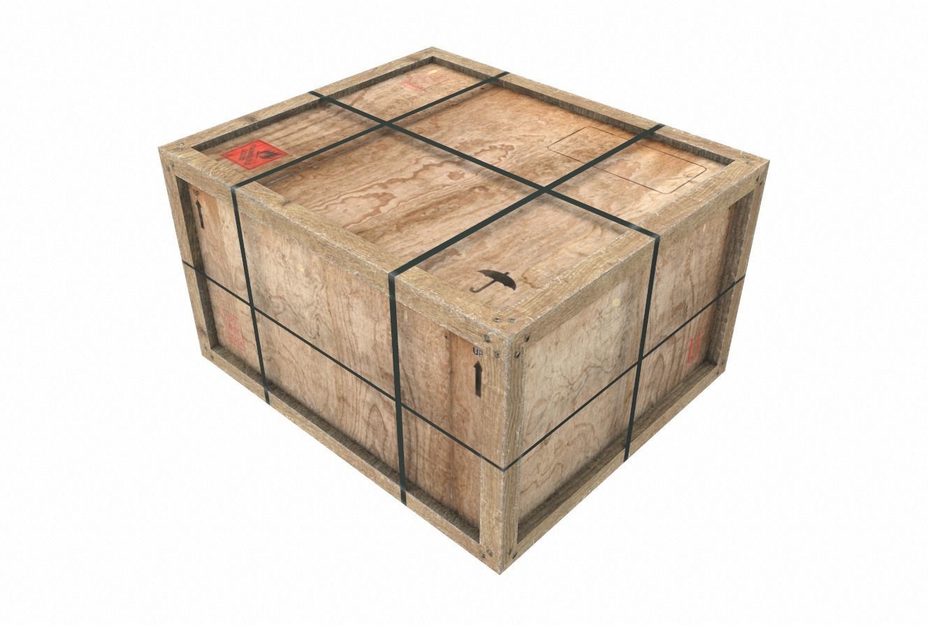 Old Wooden Cargo Crate 10 PBR Low-poly 3D model_1