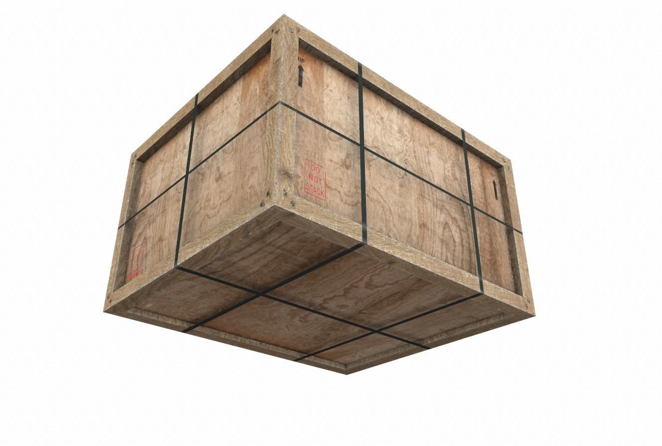 Old Wooden Cargo Crate 10 PBR Low-poly 3D model_3