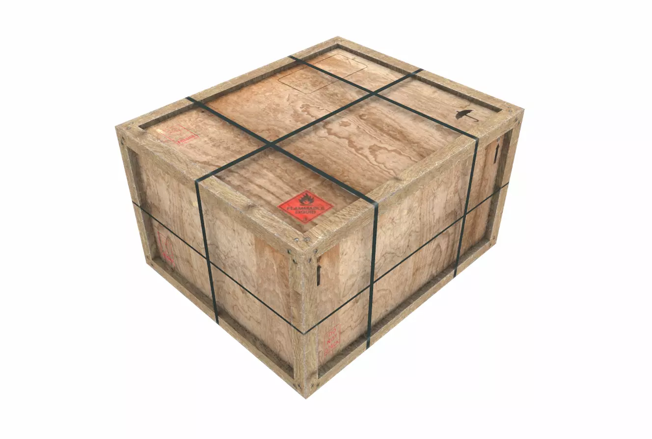 Old Wooden Cargo Crate 10 PBR Low-poly 3D model_0