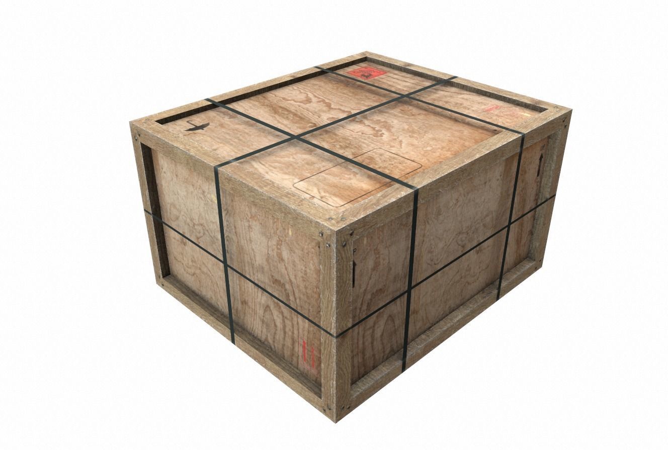 Old Wooden Cargo Crate 10 PBR Low-poly 3D model_2