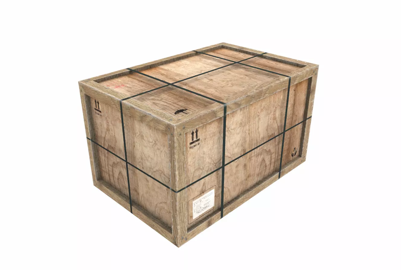 Old Wooden Cargo Crate 11 PBR Low-poly 3D model_0
