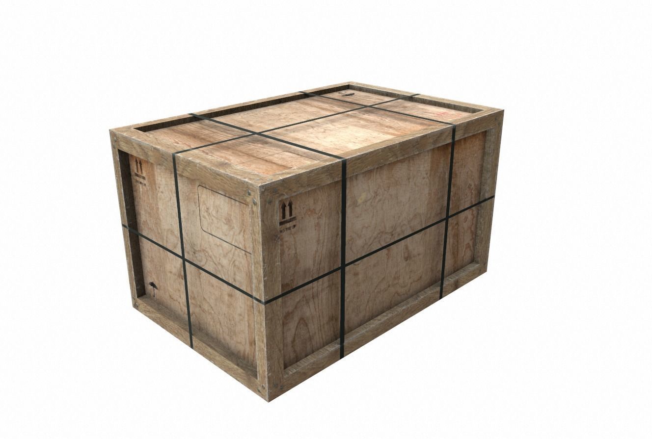 Old Wooden Cargo Crate 11 PBR Low-poly 3D model_2