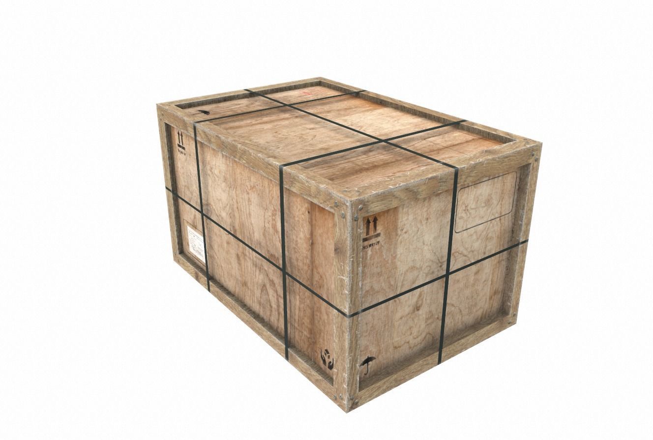 Old Wooden Cargo Crate 11 PBR Low-poly 3D model_1