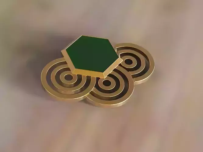 Brooch sexangel gem and circles