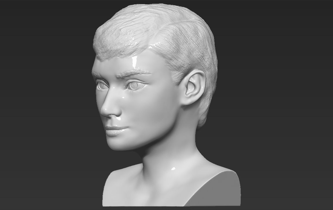 Audrey Hepburn bust 3D printing ready stl obj formats 3D print model_2